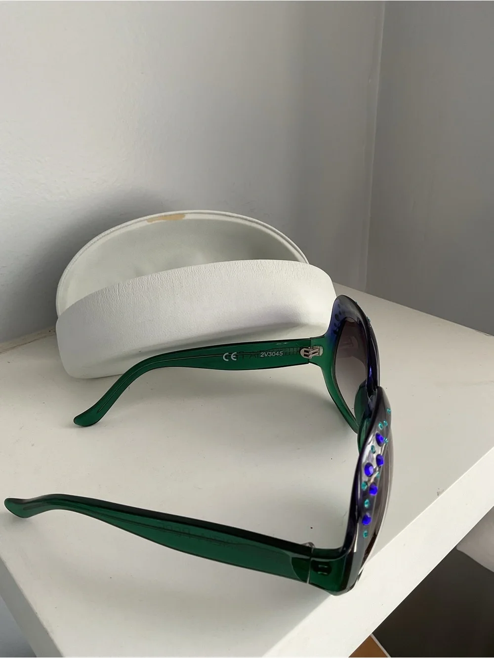 Patrizia Pepe Women’s Gradient Blue-Green Sunglasses with Rhinestones